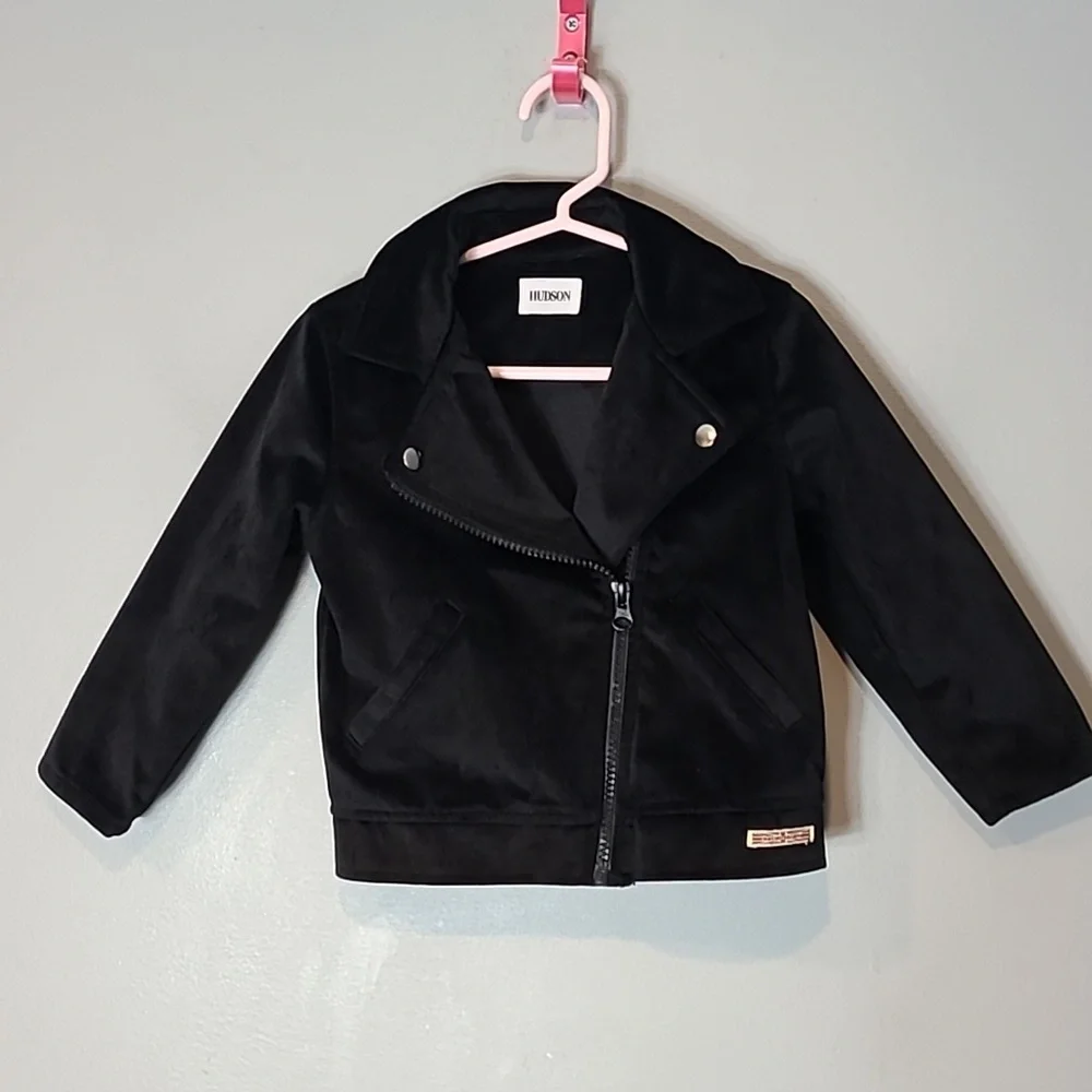 Hudson velvet black moto biker‎ jacket Girls Size 2T